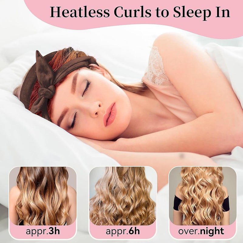 Flylipu Heatless Curling Rod Headband, Upgraded 60" Extra Long Soft Hair Curlers to Sleep In, No Heat Curls for All Hair Types, Hair Wrap Curls Styling Kit for Girls (Brown, 1 Count) - Image 4